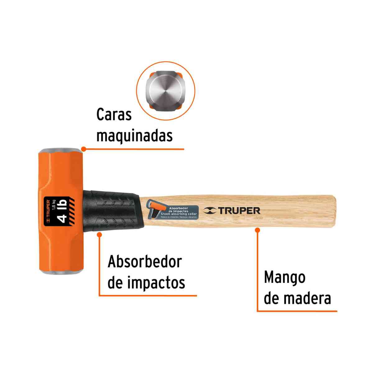 Maceta Octagonal 4 Lb Mango De Madera 12 Truper maceta-octagonal-4-lb-mango-de-madera-12-truper